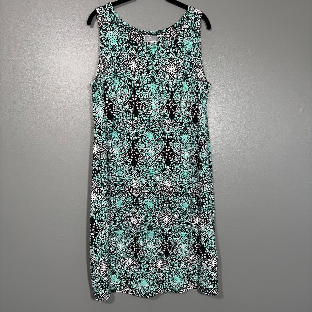 JM Collection Turquoise & Black Floral Sleeveless Dress - 0X - Women's Plus Size